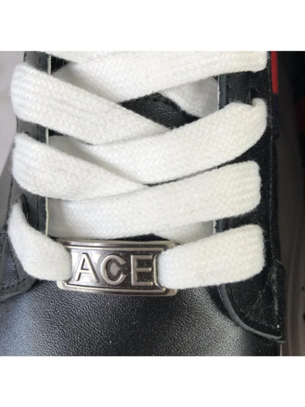 Gucci Ace Shoes Mens Size 12.5 Black Leather Web Stripe Casual Sneakers Italy